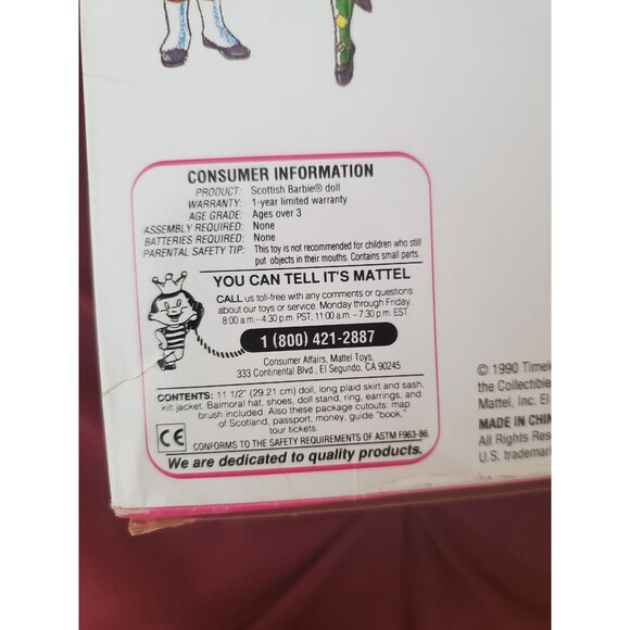 NIB Scottish Barbie Dolls of the World Collection 1990 NRFB Mattel 9845 DOTW - Picture 4 of 6